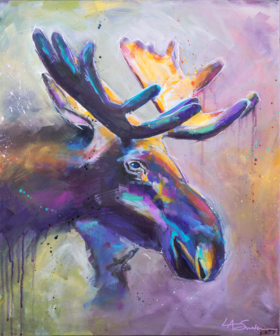 I Saw... a Moose | 20" X 24" - LA Smith Art